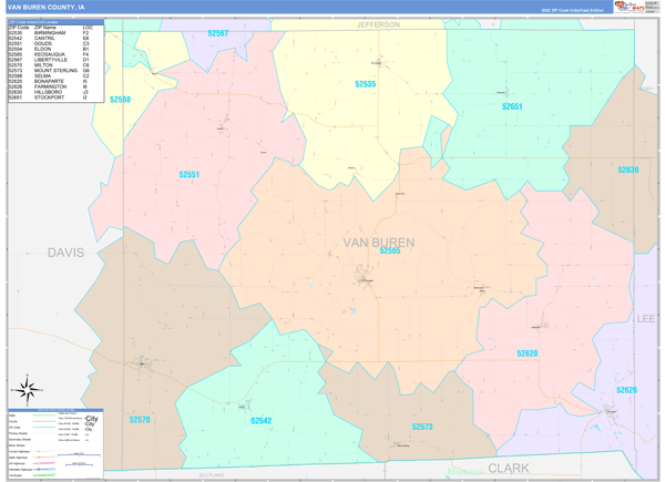 Van Buren County Digital Map Color Cast Style
